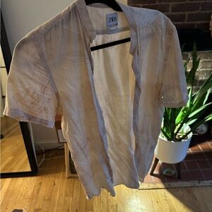 Zara Men's Pink Short Sleeve Shirt